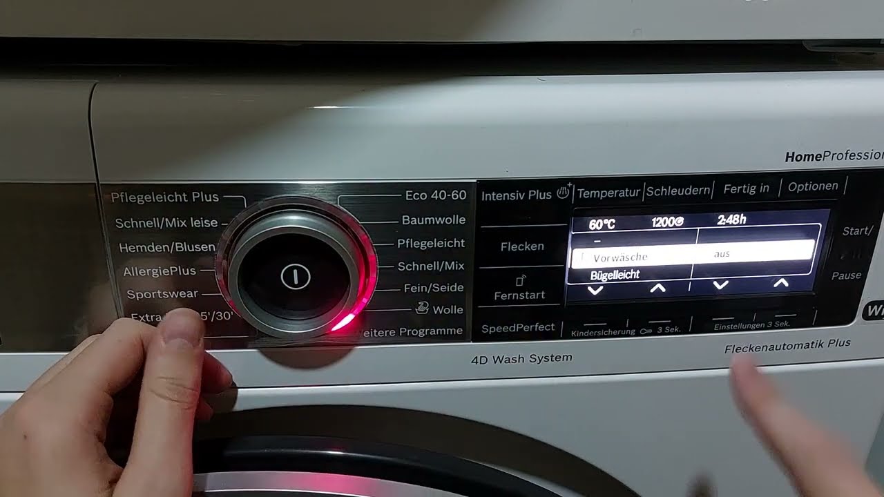Bosch HomeProfessional WAV28G43 Waschmaschine Overview/Programmübersicht -  YouTube