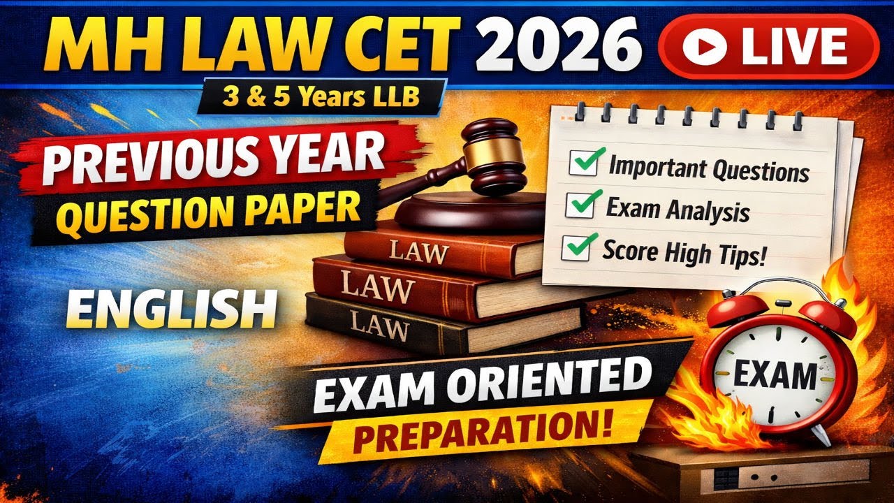 MH LAW CET (3/5 Yrs) 2026 | English | Previous Year Question Paper | Exam Oriented Preparation 🔥