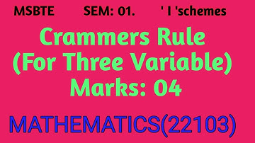 LEC:12/Determinant/Crammers rule/MSBTE/Diploma/By MEA