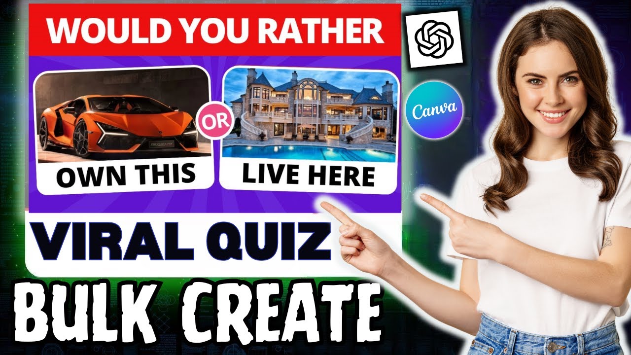 Create Viral 'Would You Rather' Quiz Using Chat GPT & Canva In 10 Mins.  #bulkcreate 