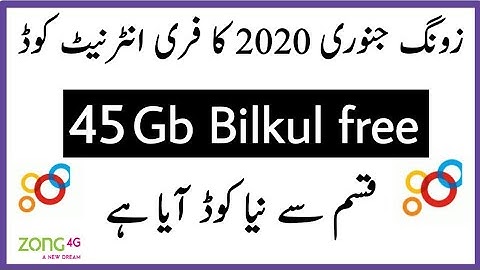 Zong 45gb free internet new code 100% working 2020,paktech