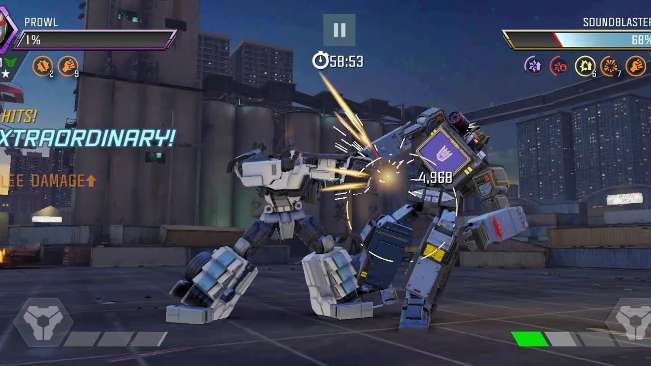 1 Prowl vs SoundBlaster & Dinobot AM D90 Transformers to