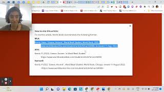 Citing a World Book article in NoodleTools