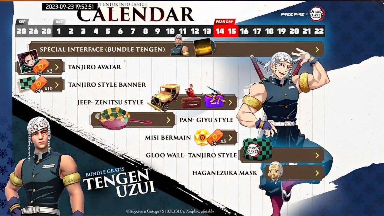 Calendario 2022 demon slayer