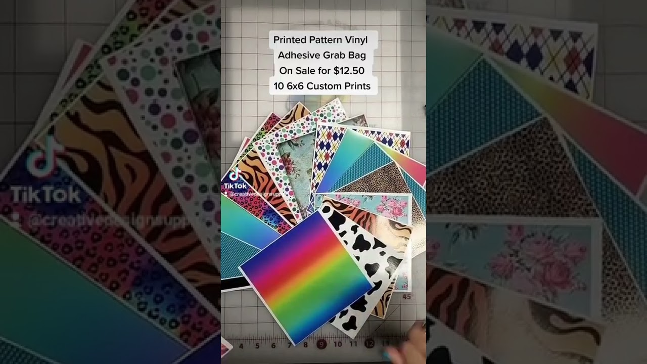 Printed Pattern Vinyl Adhesive Grab Bag (10) 6x6 $12.50 w? Free Shipping  Creative Design & Supply