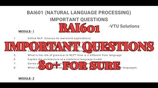Natural Language Processing, Super important questions, BAI601, 22 scheam, 6th sem, AI Stream