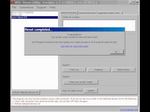 Reset Epson Artisan 835 waste ink pad counter - free pr ...