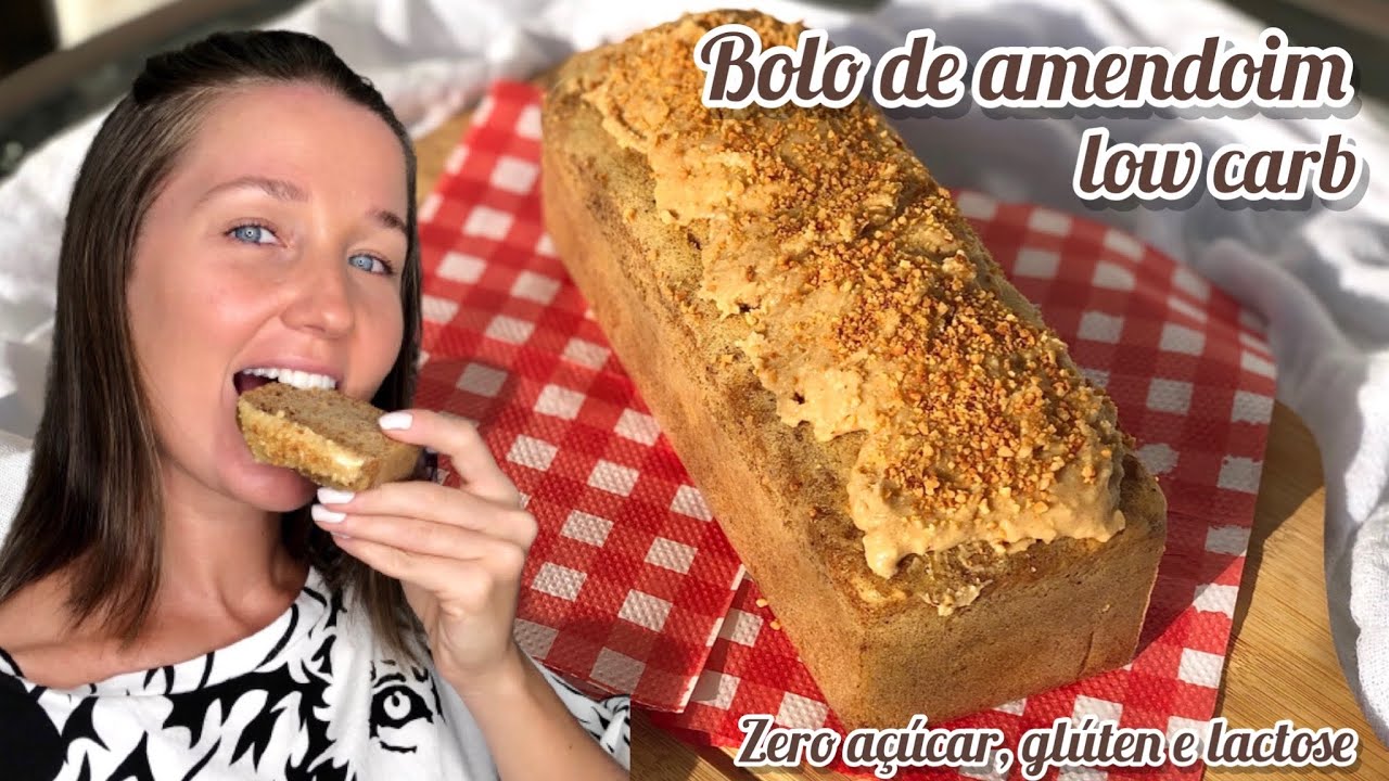 BOLO DE AMENDOIM LOW CARB - zero açúcar, glúten e lactose