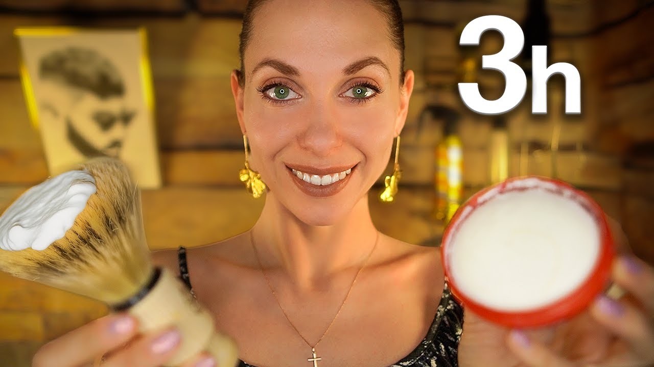 ASMR 3 Hours 💈 Sleep Inducing Barbershop Haircut, Shave, Massage, Roleplay, Personal Attention