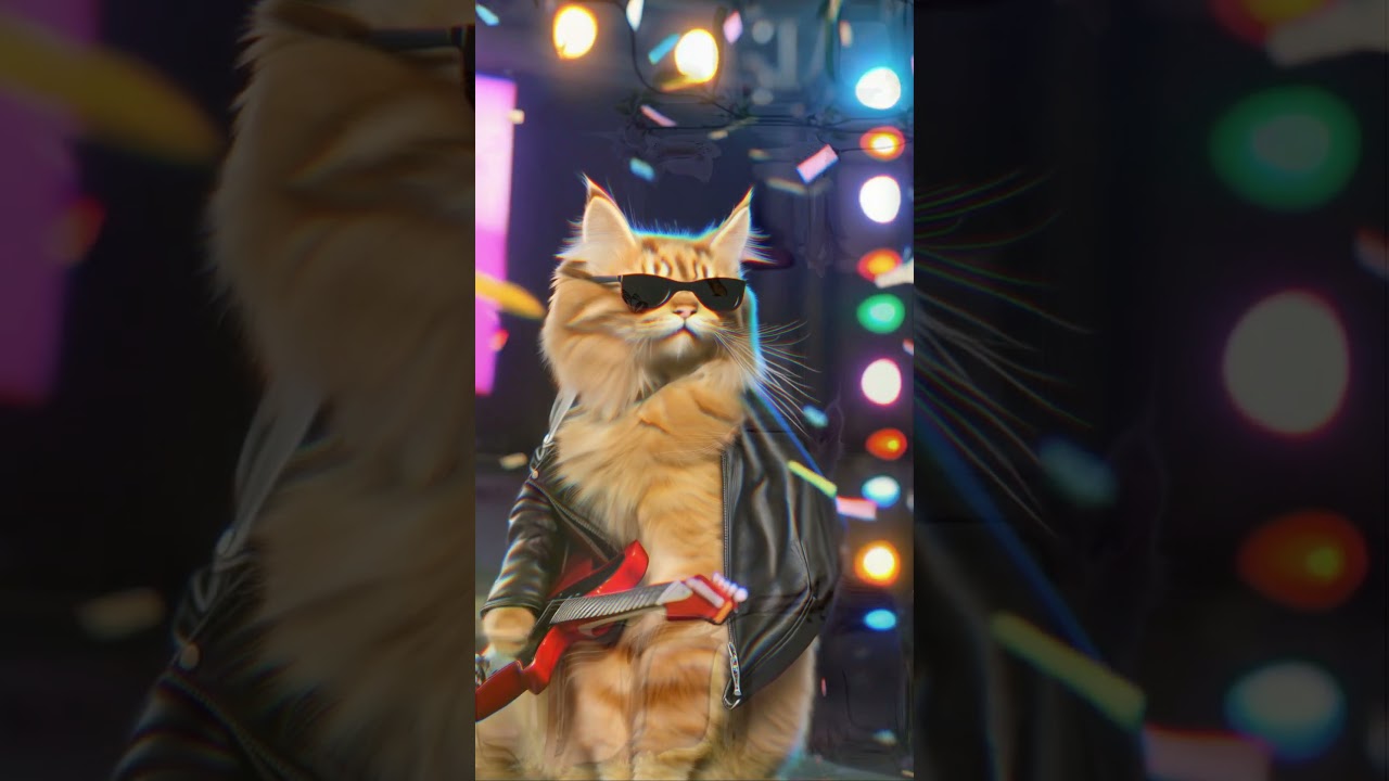 "Rockstar Kitty Shreds the Guitar Like a Legend!"😹🎸 