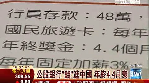 公股銀行錢進中國　年終爽4.4個月│三立財經台CH88 - 天天要聞