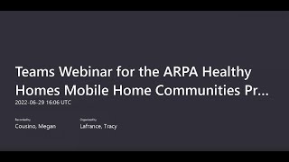 ARPA Webinar Series: Applications Open for Mobile Home Communities Program