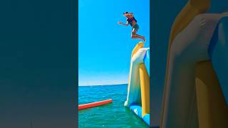 Inflatable Water Park Fun On Salou Beach