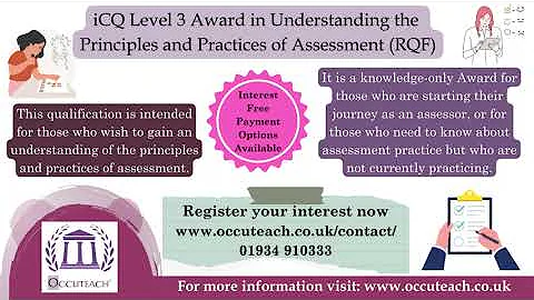 iCQ Level 3 Award in Understanding the  Principles and Practices of Assessment RQF