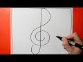 Daily Line Illusion #106 / 3D Treble Clef Pattern / Cool Spiral Drawing / Art Therapy