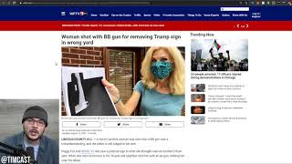 Lady gets SHOT With Pellet Gun Trying To Take Trump Sign, Says It Was An Accident