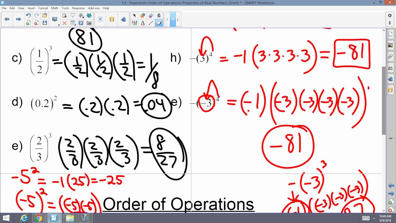 of 1-5 2 exponents properties algebra 2 Exponents 1.5: Order Algebra of Operations Accelerated: