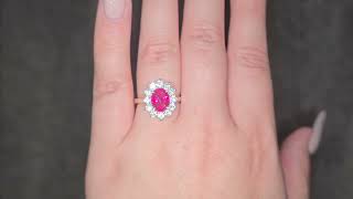 2.33ct LAB Ruby & LAB Diamond Cluster Ring set in 9ct Gold Profile