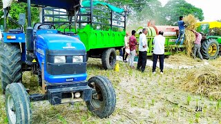 Threshing and Harvesting with Sonalika 60 Rx and Newly Colored Trolley