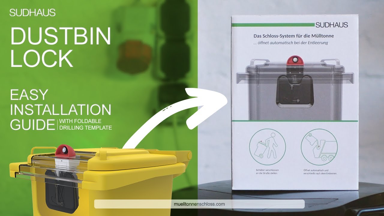 SUDHAUS Dustbin Lock - Easy Installation Guide with Foldable Drilling Templates