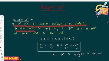 complex variable (ANALYTIC FUNCTIONS , CR EQUATIONS)
