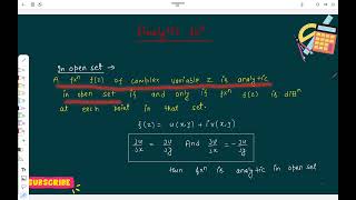 complex variable (ANALYTIC FUNCTIONS , CR EQUATIONS)