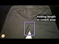 Add length to crotch of sweatpants for high waist