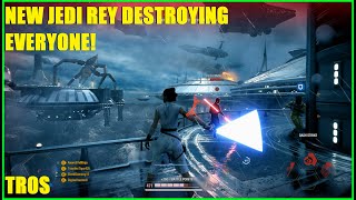 Star Wars Battlefront 2 - NEW Jedi Rey destroys any Villain who gets in her way! (Jedi Rey Streak)