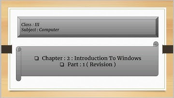 Introduction To Windows : Class : 3 : Chapter : 2 ( Revision ) Part : 1