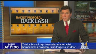 Trinity School: Teen who made racist homecoming proposal is no longer a student