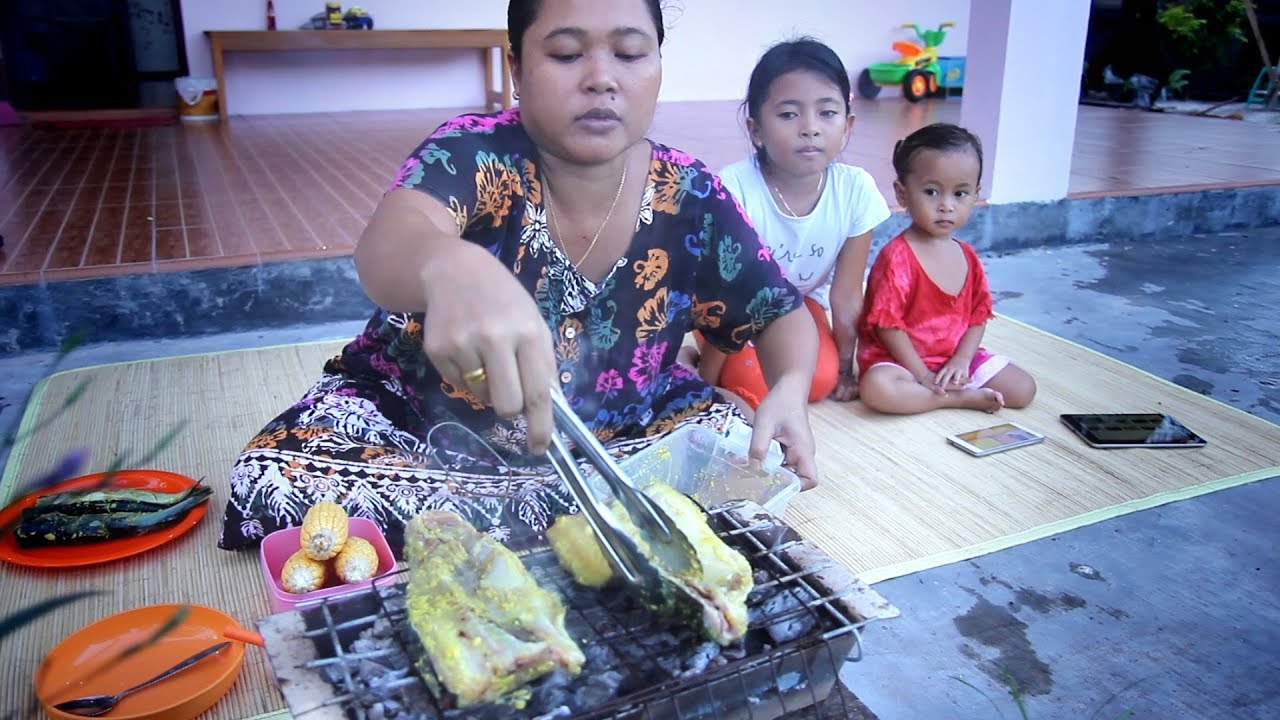 Vlog Masak Jagung dan Patin Bakar - shanti suka sekali makan ikan - resep keluarga