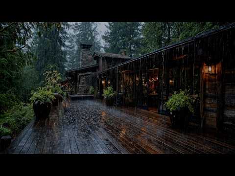 Fall Asleep Fast with Heavy Rain by a Wooden Cabin | 3 Hours of Deep Sleep & Relaxation 🌧️🏡😴