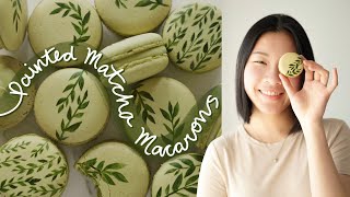 Painted Matcha Macarons!│手绘马卡龙