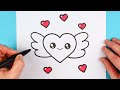 How to draw a heart with wings | Drawing and coloring heart with wings