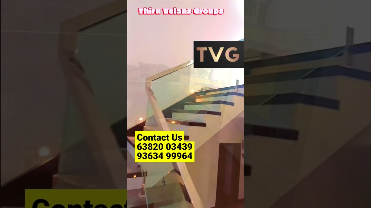 Classy Square Pipe Glass Railing Design for Stairs and Balcony 2025