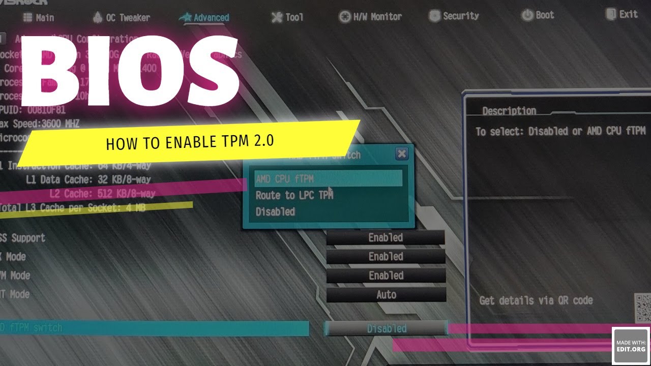How to enable TPM 2.0 YouTube