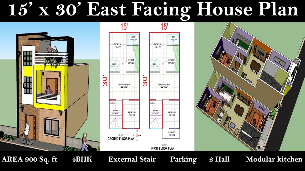 15 x 30 House Plan 15 by 30 Ghar ka Naksha 15*30