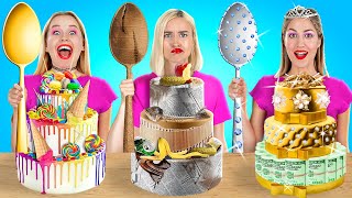 ZENGİN, FAKİR VE GİGA ZENGİN PASTA SÜSLEMESİ | 123 GO! CHALLENGE Pahalı ve Ucuz Fikirler ve Tüyolar