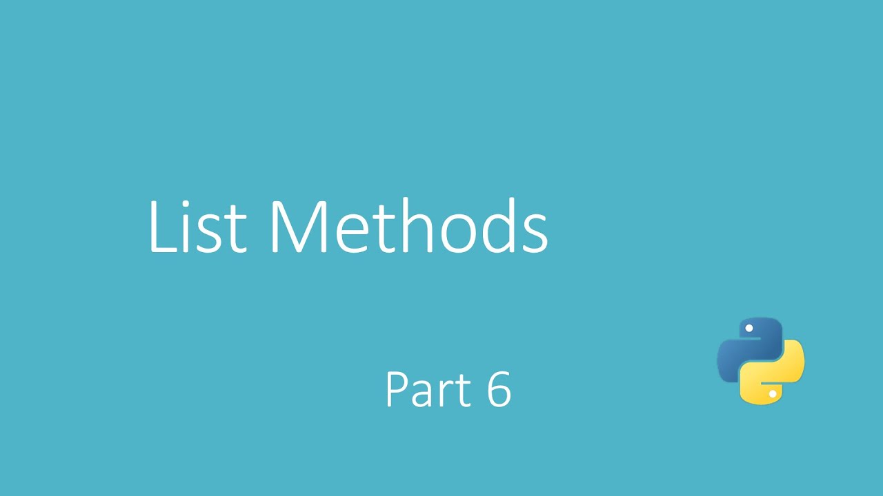 Arabic Python Course | كورس بايثون عربي 6 (List Methods) - YouTube