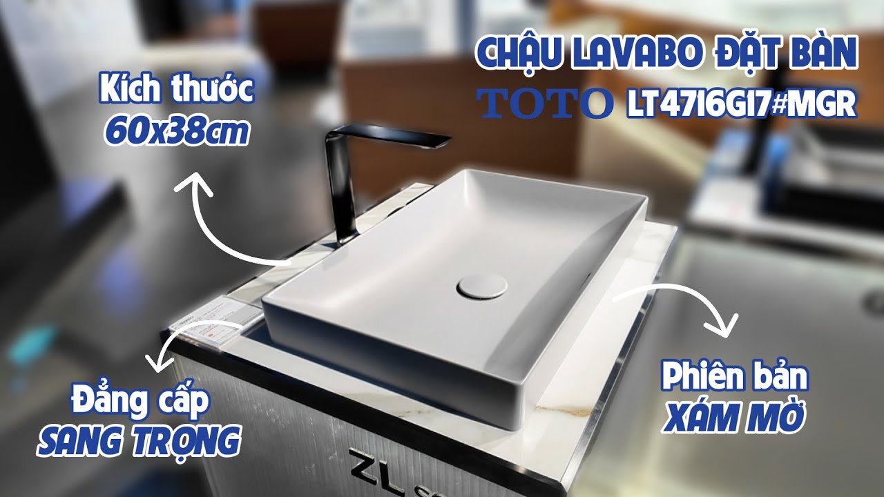 Chậu lavabo đặt bàn TOTO LT4716G17#MGR (LT4716G17MGR) xám mờ vành mỏng Linear Ceram