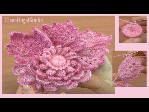 How to Crochet 3D Flower in Freeform Technique
