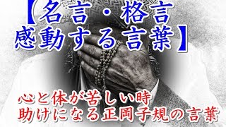 名言 格言 感動する言葉 心と体が苦しい時 助けになる正岡子規の言葉 Youtube