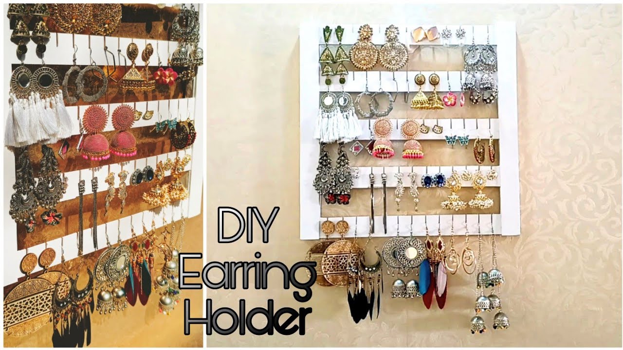 Super easy DIY earring holder-just add some cork board behind a photo  frame! | Diy earring holder, Diy jewelry display, Easy diy jewelry