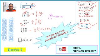 INTEGRACIÓN POR CAMBIO DE VARIABLE. Ejercicio 5.