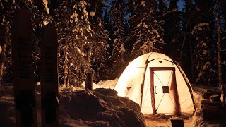 SNOWFALL CAMPING IN -30 DEGREES | SOLO OVERNIGHT IN SNOW SHELTER | WINTER CAMPING