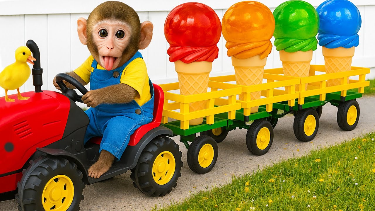Monkey YoYo discover the Magic Ice Cream Truck and Eats Yummy Ice Cream 🍦✨ | Monkey YOYO