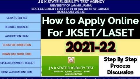 How to Apply Online for JKSET / LASET 2021-22