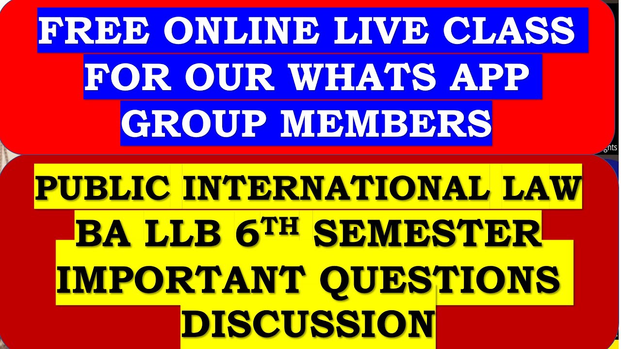 FREE PUBLIC INTERNATIONAL LAW LIVE ONLINE REVISION CLASS-4 II IMPORTANT ...