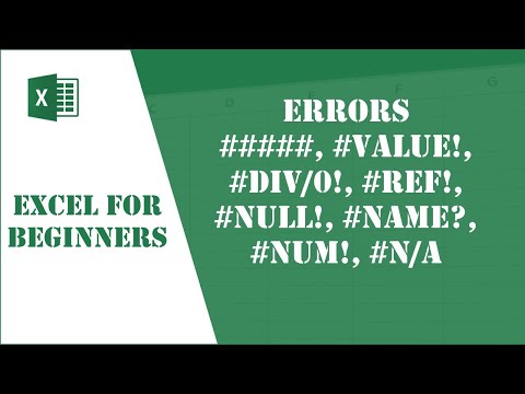 Excel Tutorial 16 - Errors #####, #VALUE!, #DIV/0!, #REF!, #NULL!, #NAME?, #NUM!, #N/A