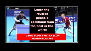 Learn to do the reverse penhold backhand like Felix Lebrun and Dang Qiu, with slow mo match play.